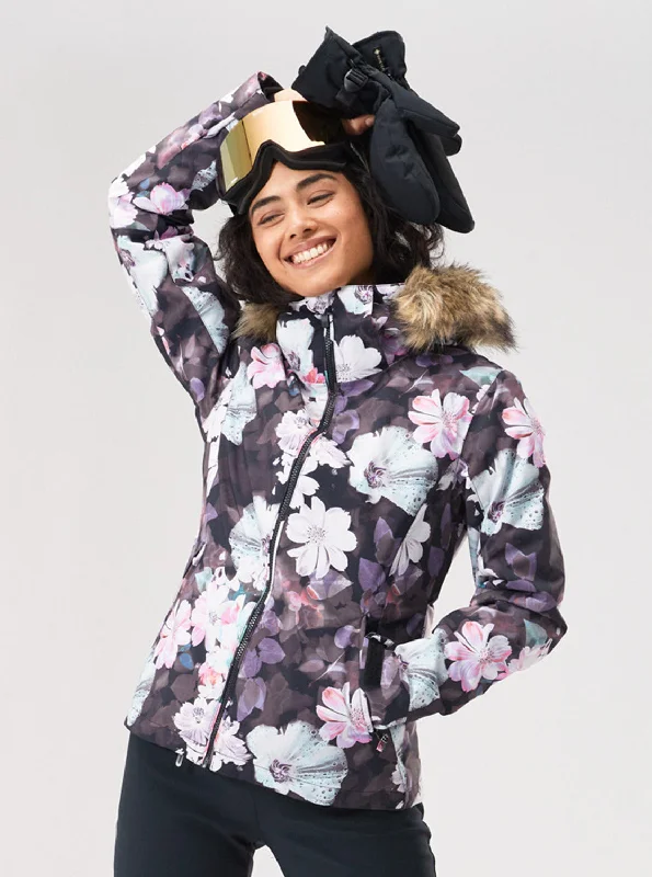 Jet Ski Technical Snow Jacket - True Black Blurry Flower