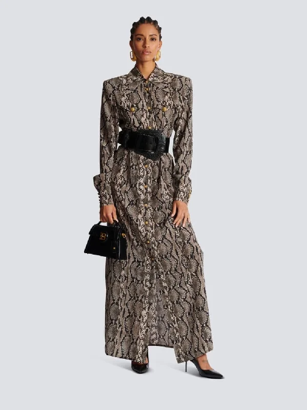 Silk Snakeskin Shirt Dress