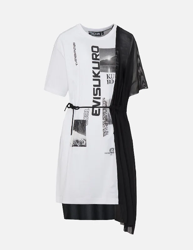 Mesh and Jersey Hybrid T-shirt Dress