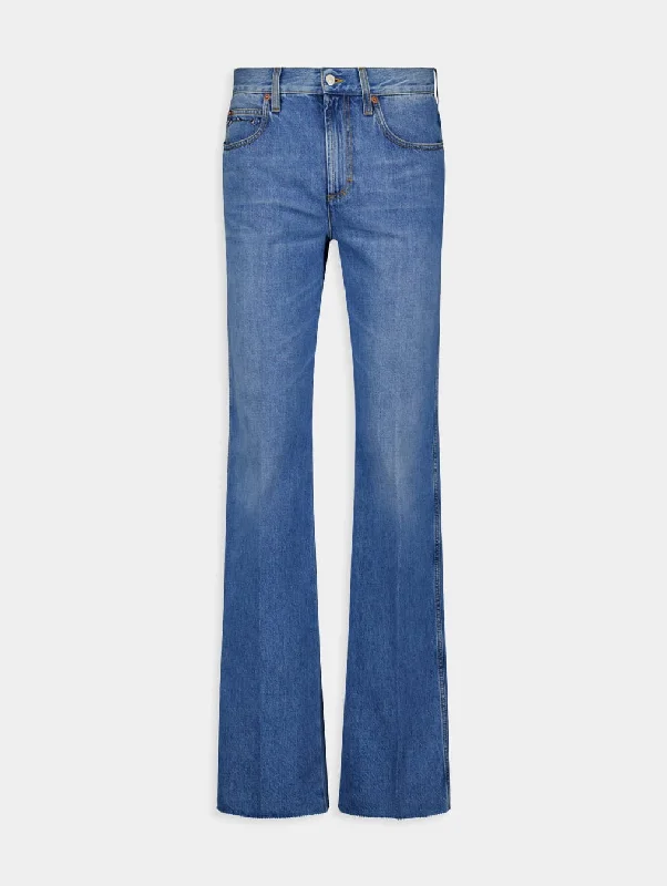 Horsebit Washed Denim Jeans