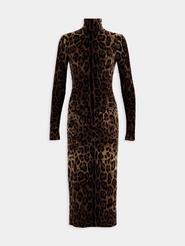 Leopard-Print Midi Dress