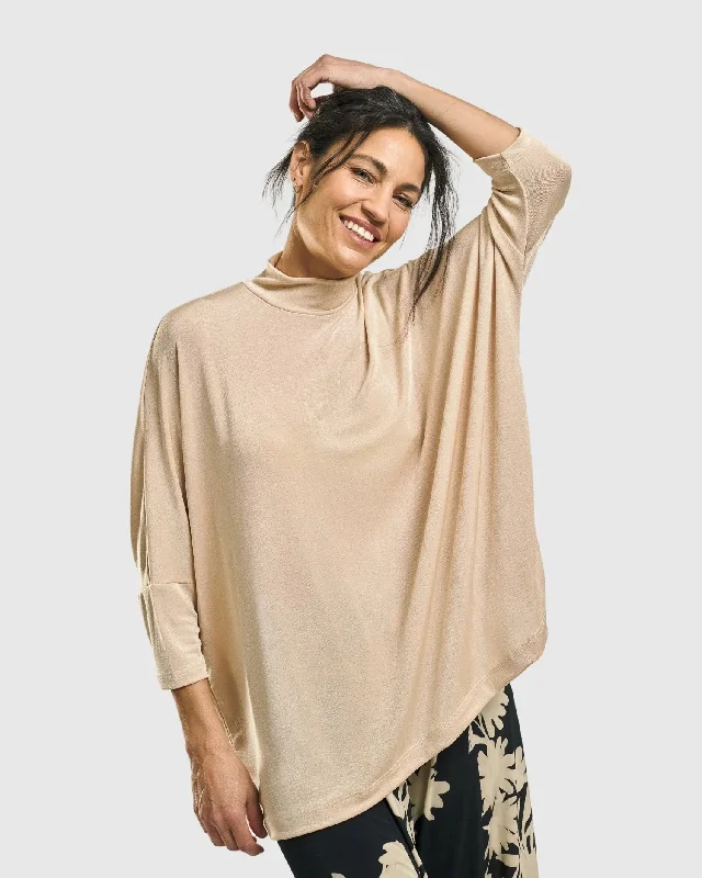 Fawn Mockneck Top, Nude