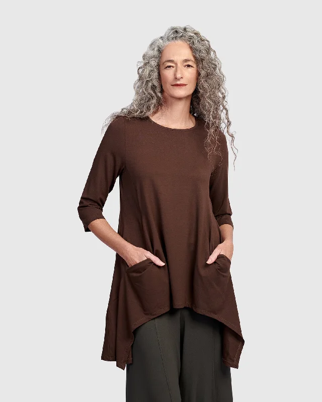 Essential Cutout Tunic Top, Umber