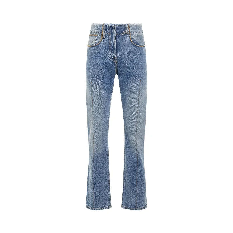 Linon Denim Pants in Light Blue/Tabac