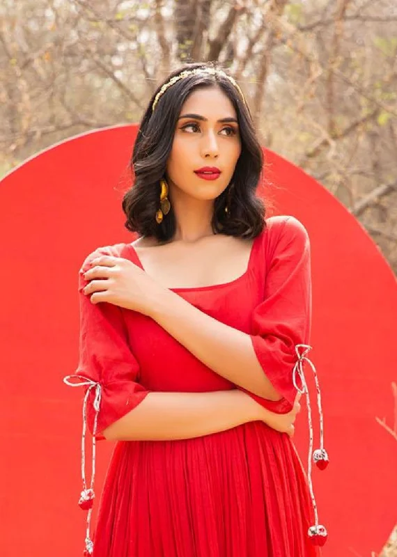 Red Gathered Dress