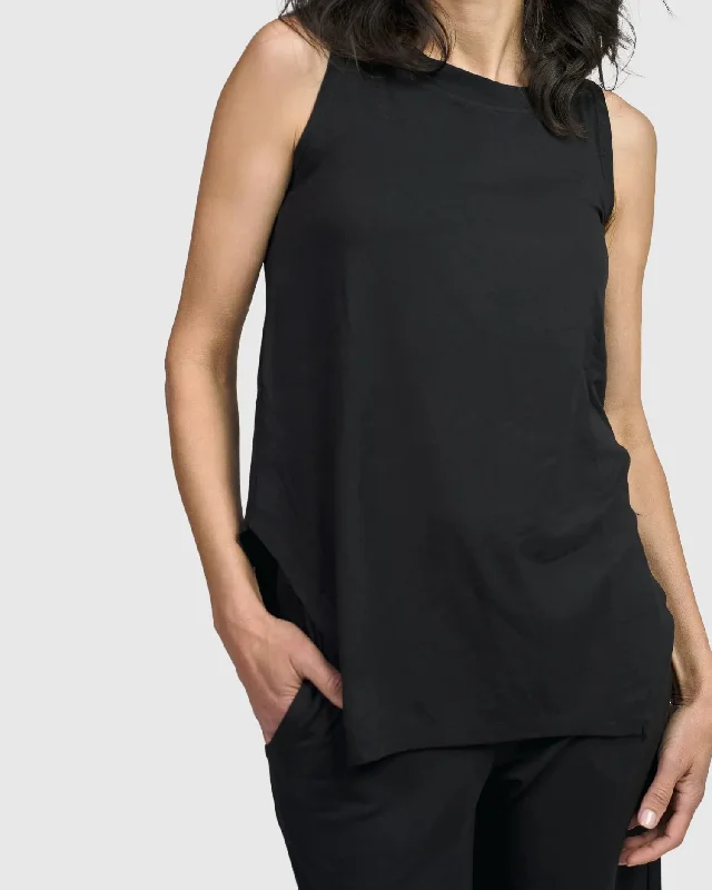 Essential Cutaway Tank Top, Black