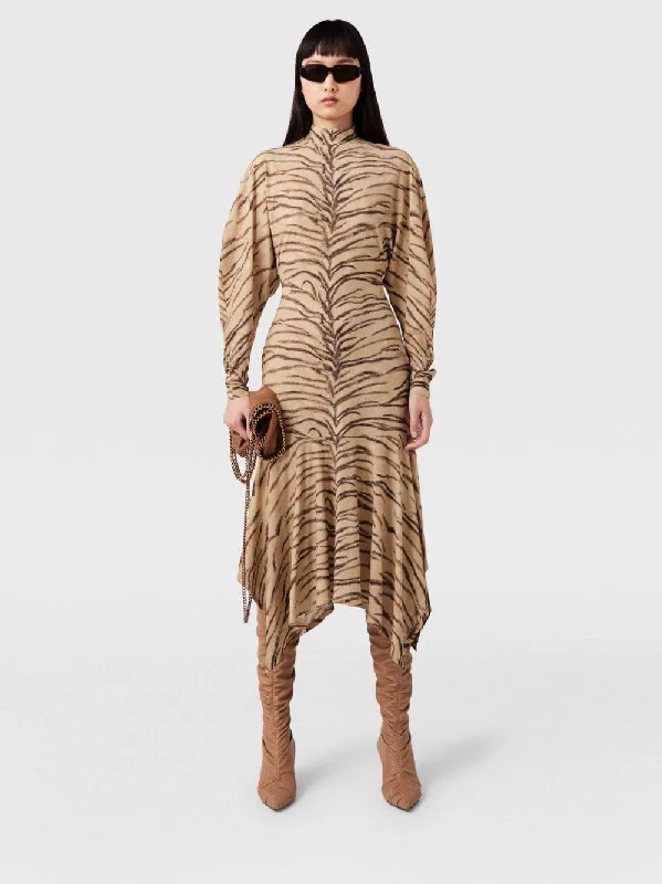 Tiger Print Jersey Midi Dress