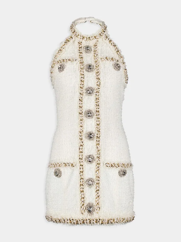 Embellished Tweed Mini Dress