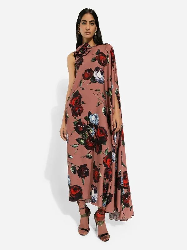 Vintage Rose Asymmetrical Dress