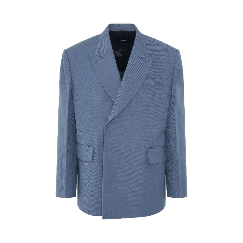 Embossed Logo Double Jacket in Blue