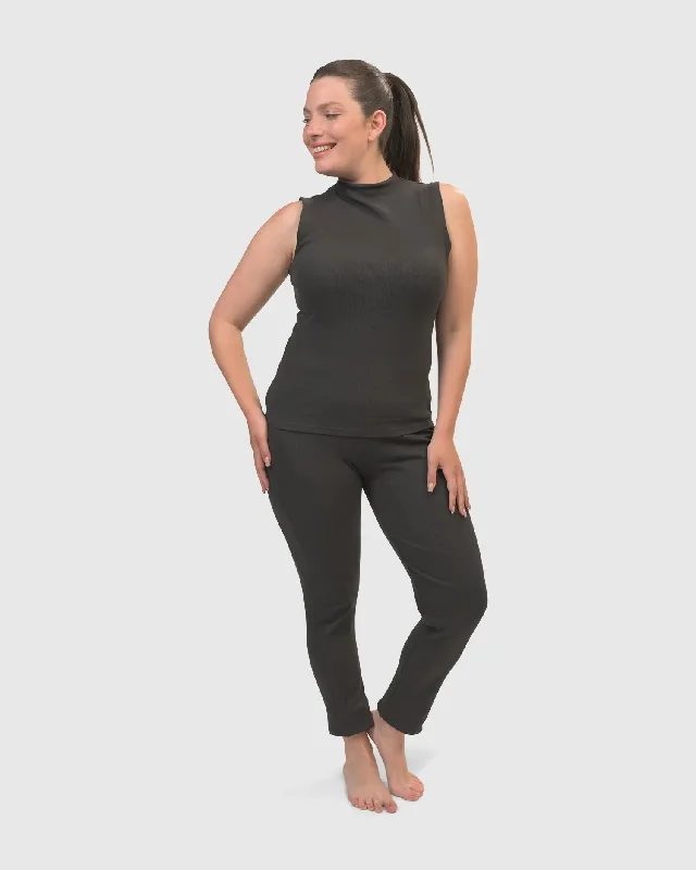 Asana High-Neck Top, Charcoal