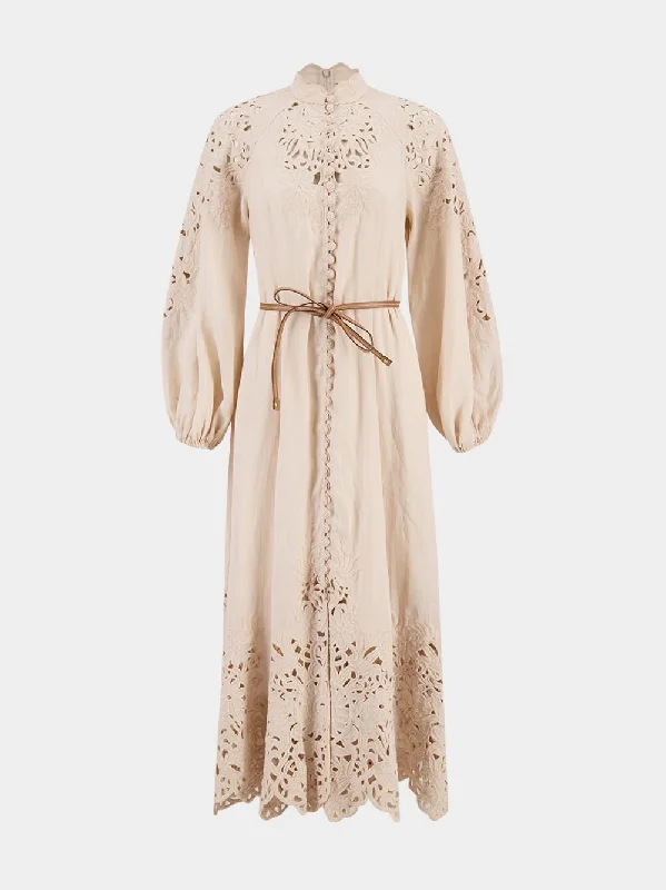 Cream Wylie Embroidered Billow Dress