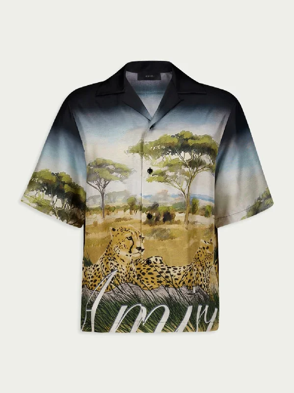 Cheetah-Print Silk Bowling Shirt