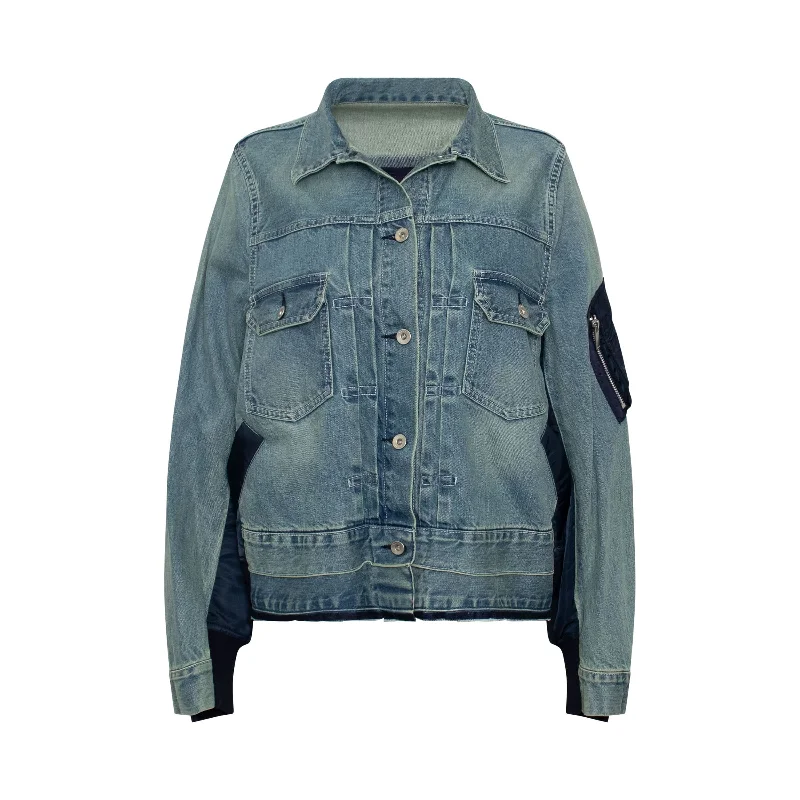 Classic MA-1 Denim Jacket Light Blue