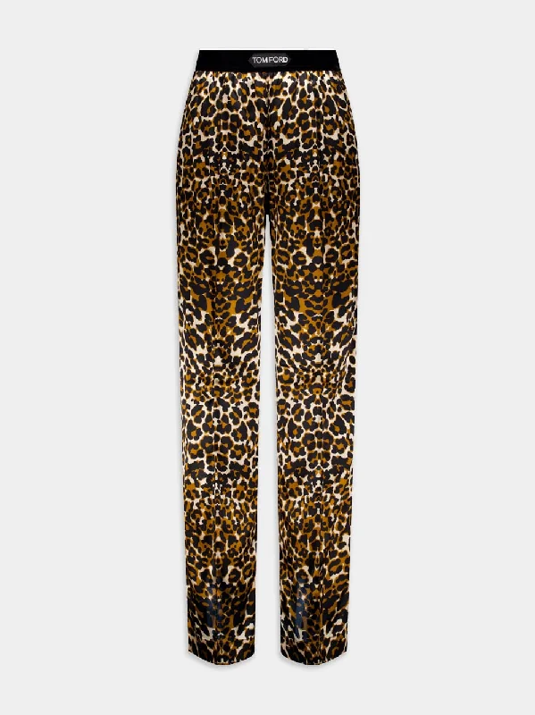 Leopard-Print Straight-Leg Trousers