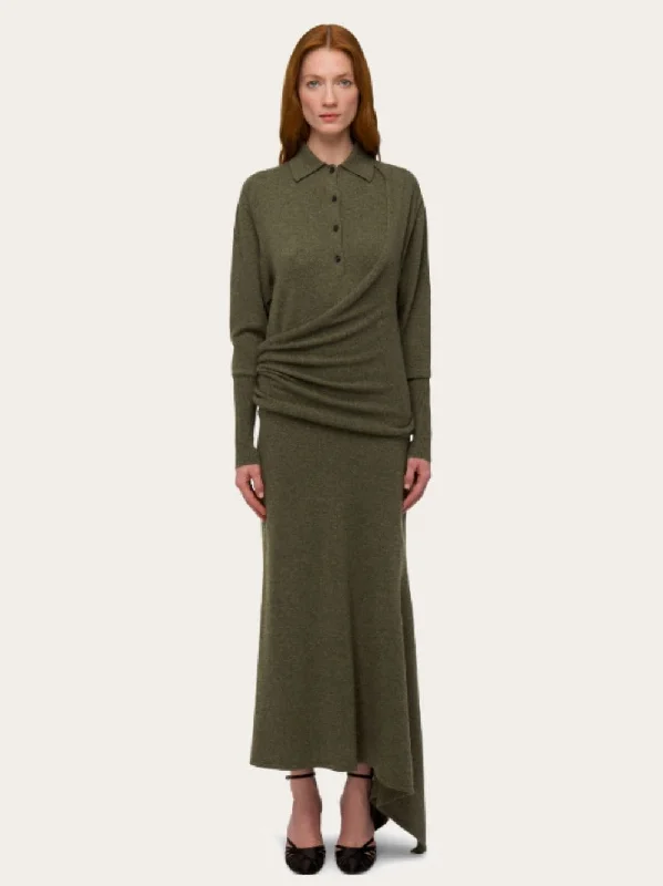 Green Asymmetric Knitted Dress