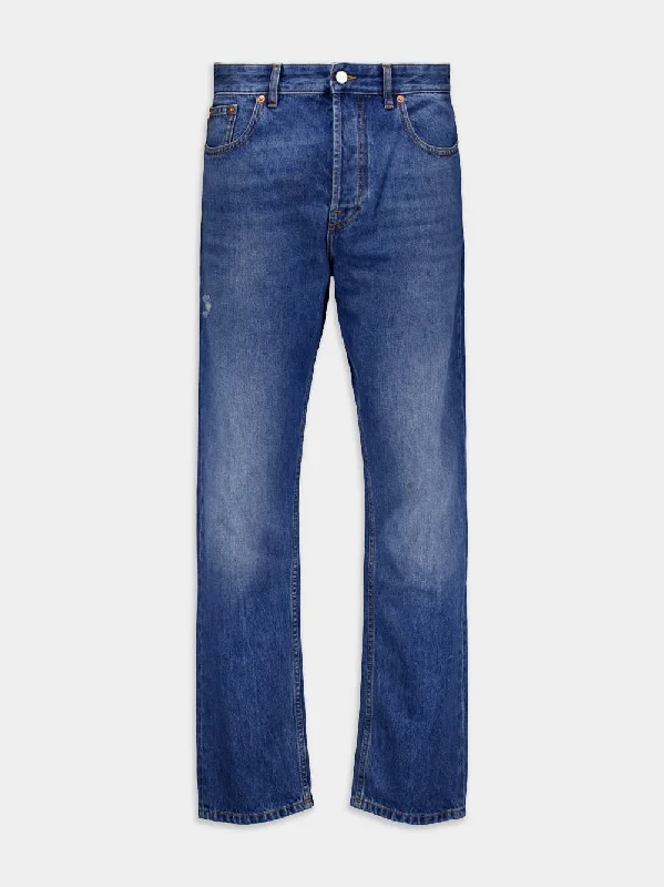 Vlogo Signature Cropped Faded Jeans