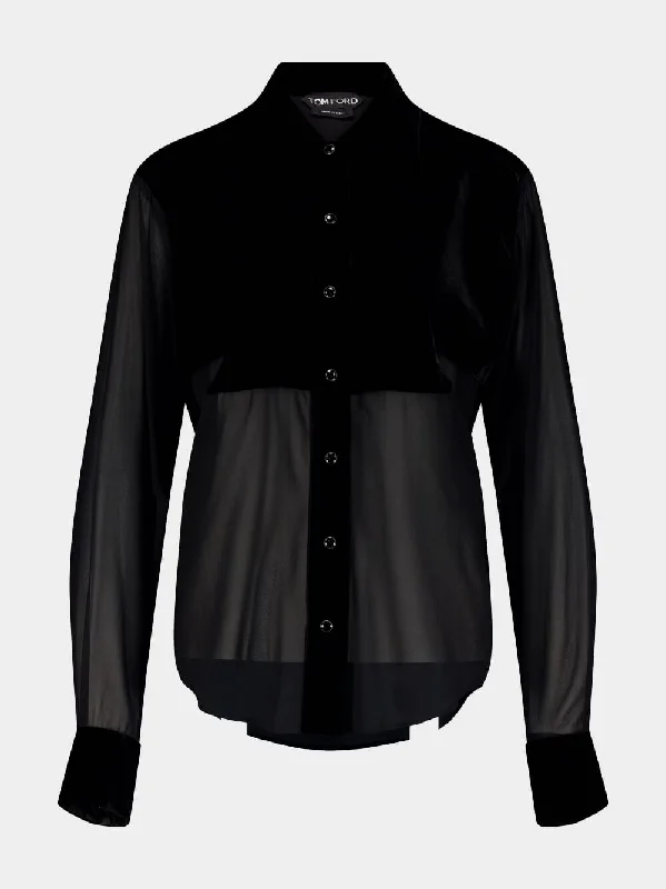 Panelled Buttoned Silk Shirt