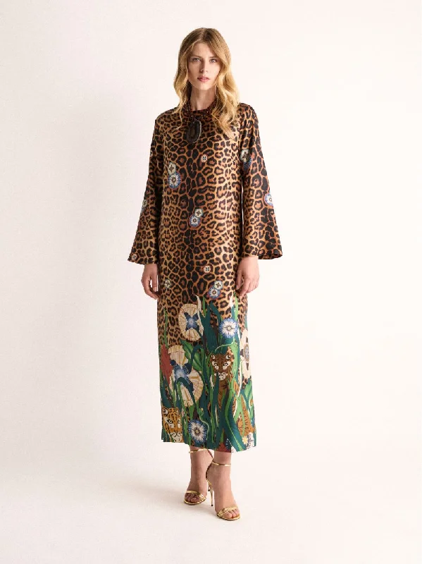 Shirley Junglito Print Silk Midi Dress