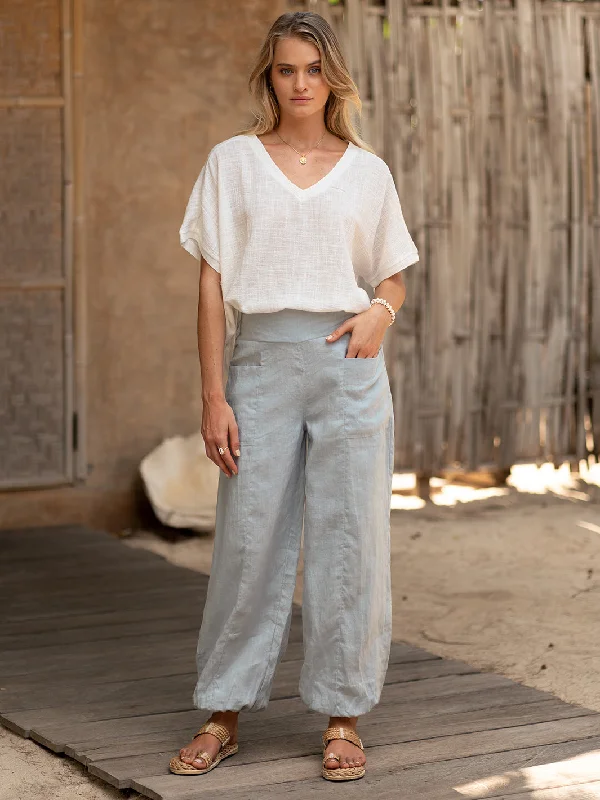 Malibu Linen Pants Slate Blue