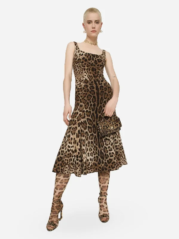 Leopard-Print Midi Dress