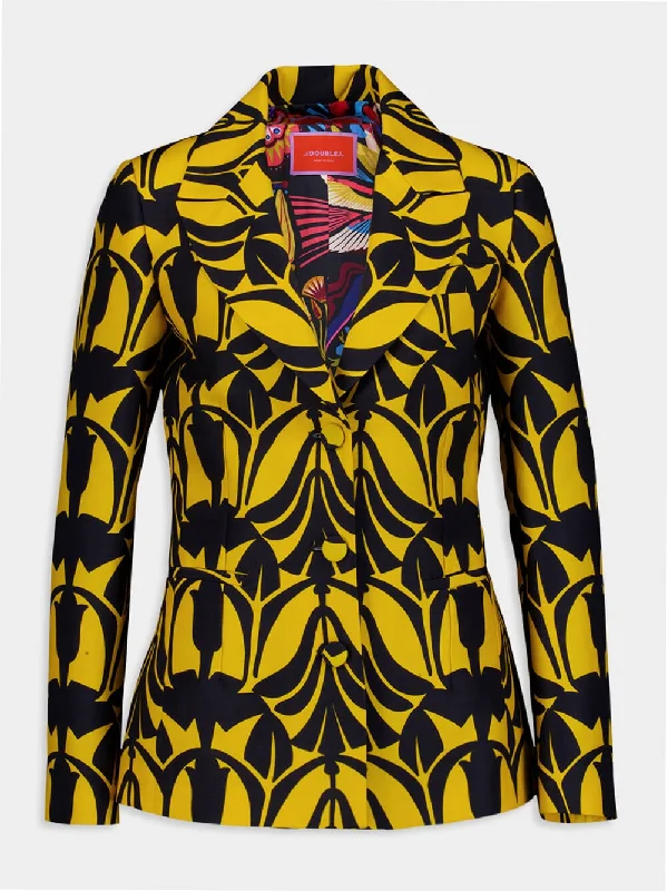 Papyrus-Print Cady Wool Blazer