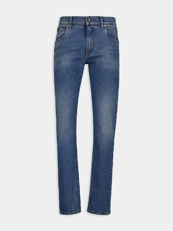 Slim-Fit Stretch Blue Denim Jeans