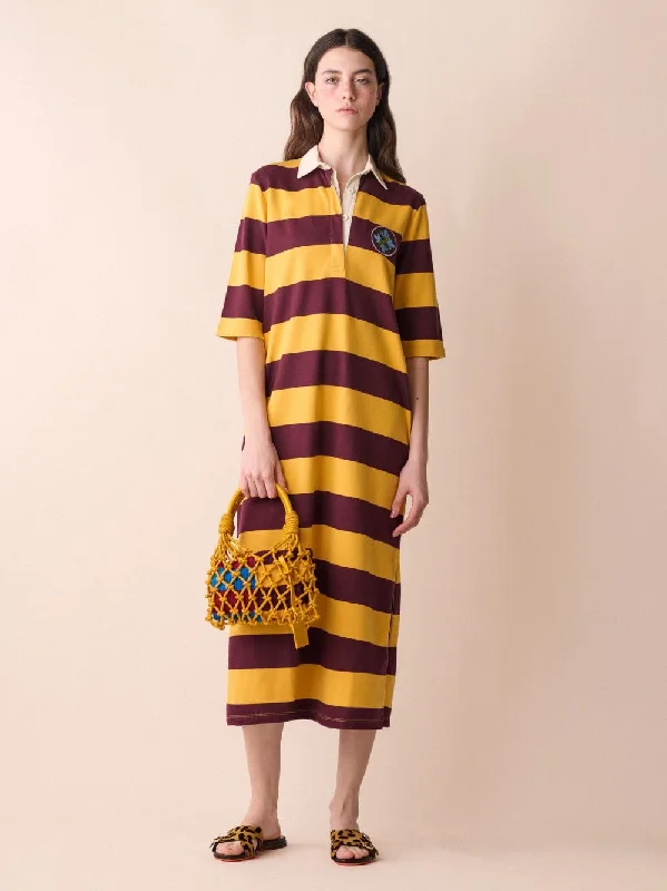 Cetus Striped Polo Dress With Embroidered Patch