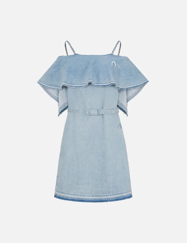 Two Way Cold Shoulder Denim Dress