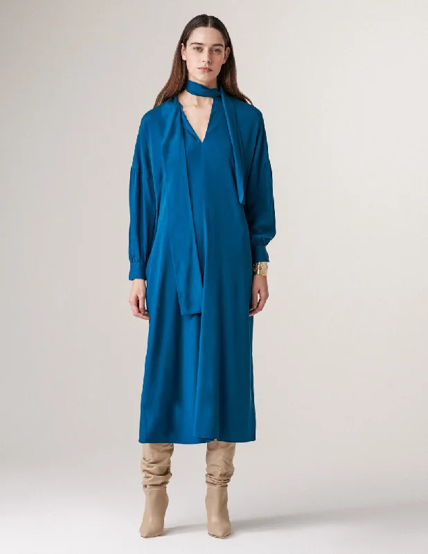 Safira tie-neck Silk Dress