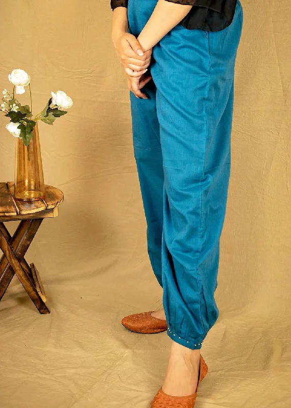 Teal Blue Gather Afghani Pants