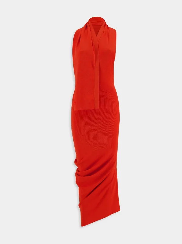 Roma Orange Halter Dress