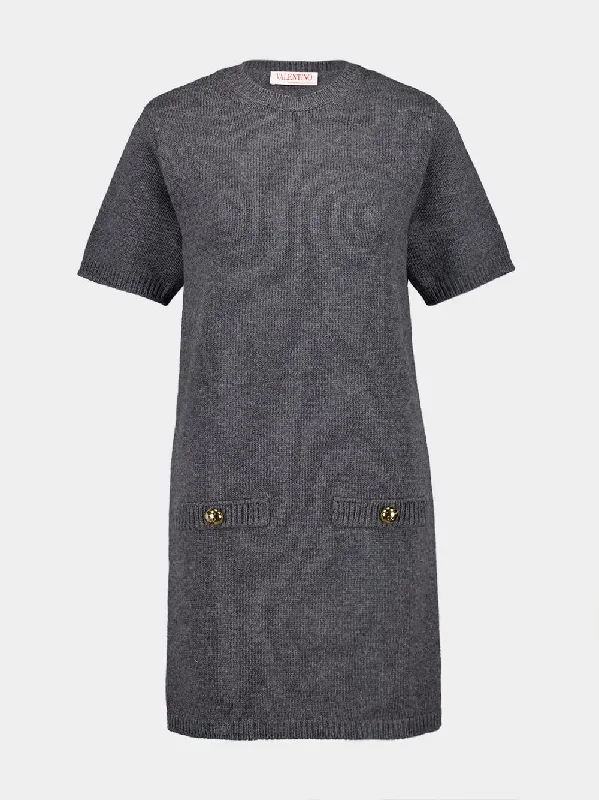 Dark Grey Wool Knit Mini Dress