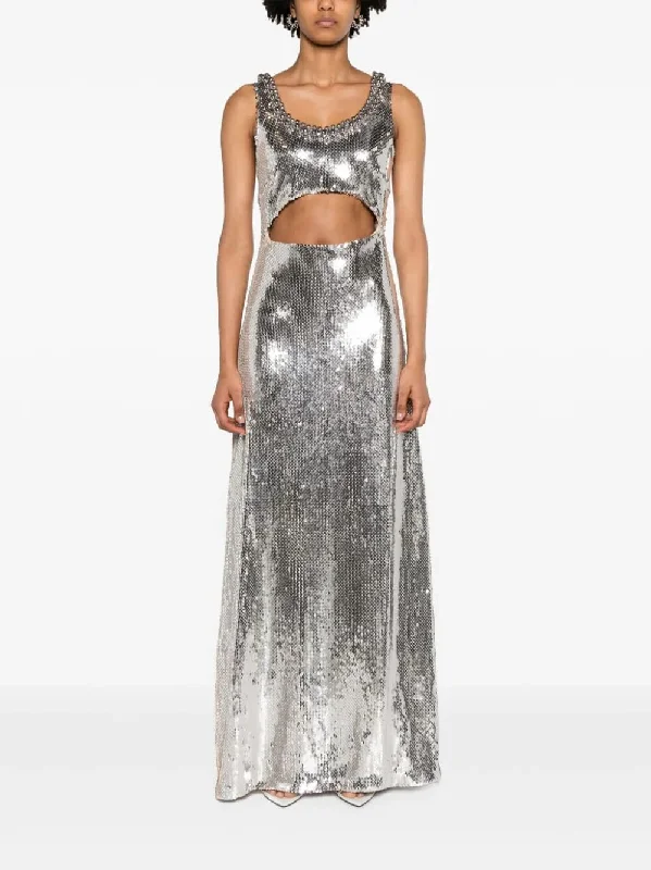 Silver Sequined Maxi Dress