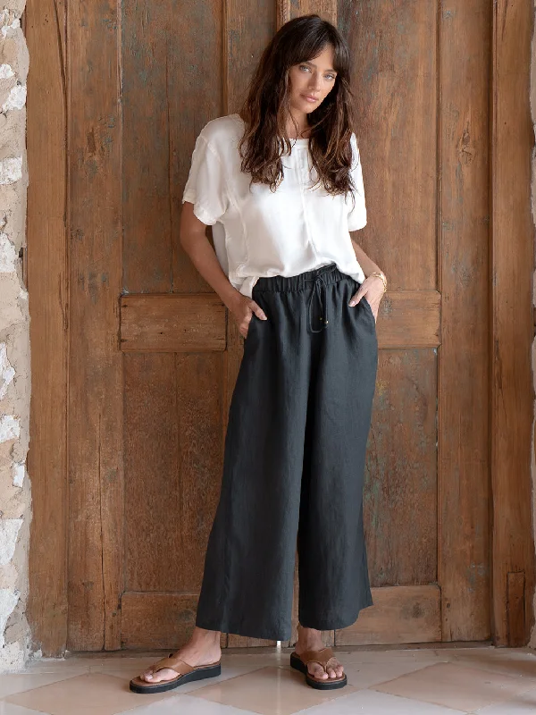 Gaia 7/8 Linen Pants Charcoal