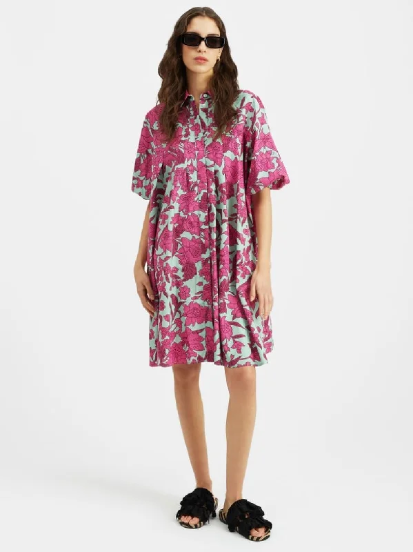 Lilium Purple A-line Poplin Dress