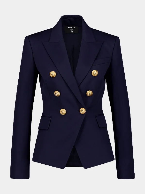 Double-Breasted Peak-Lapels Blazer