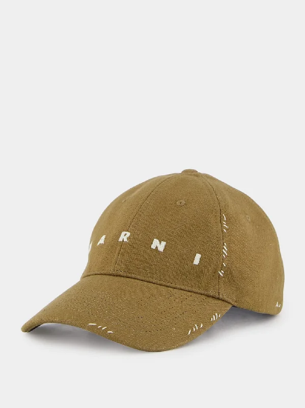 Marni Mending Brown Denim Cap