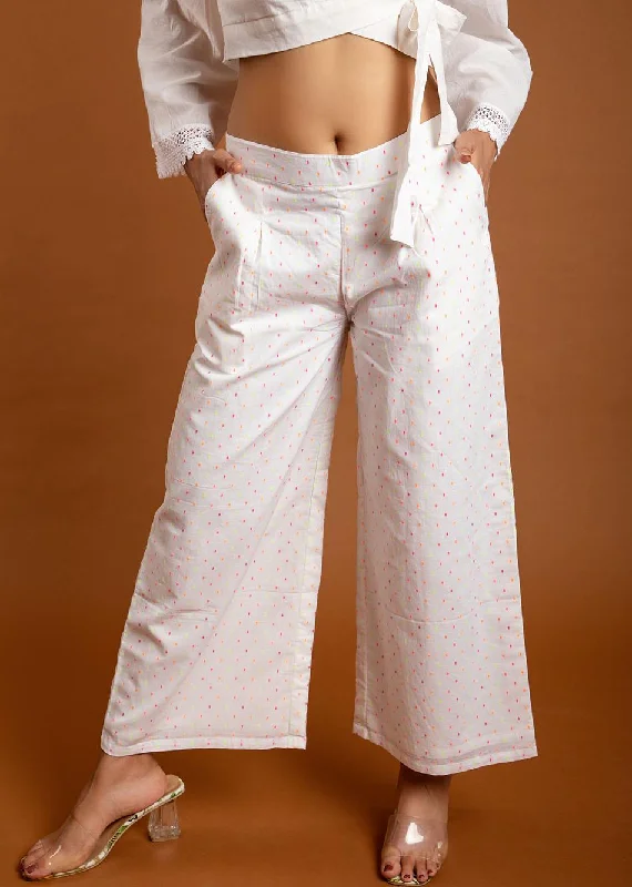 White Polka Flare Pants