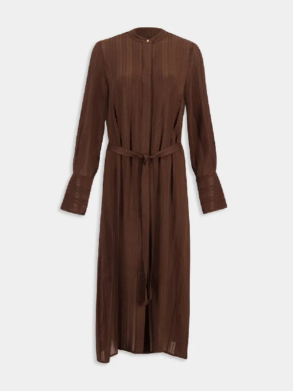 Brown Hera Textured Silk Dress