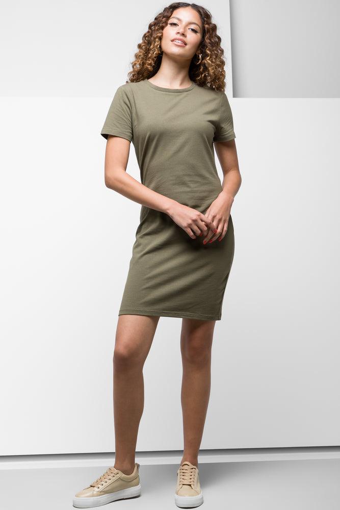 Short Sleeve Bodycon Dress Olive Green