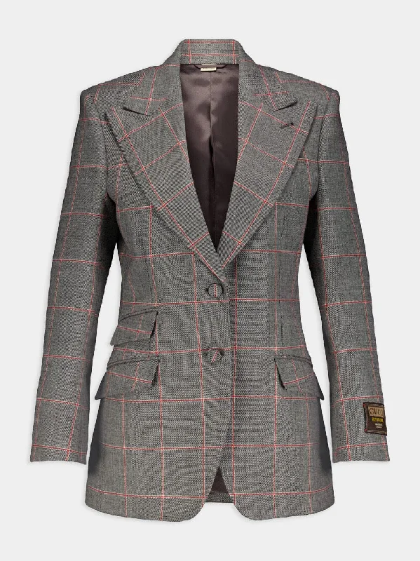 Belted Check Blazer