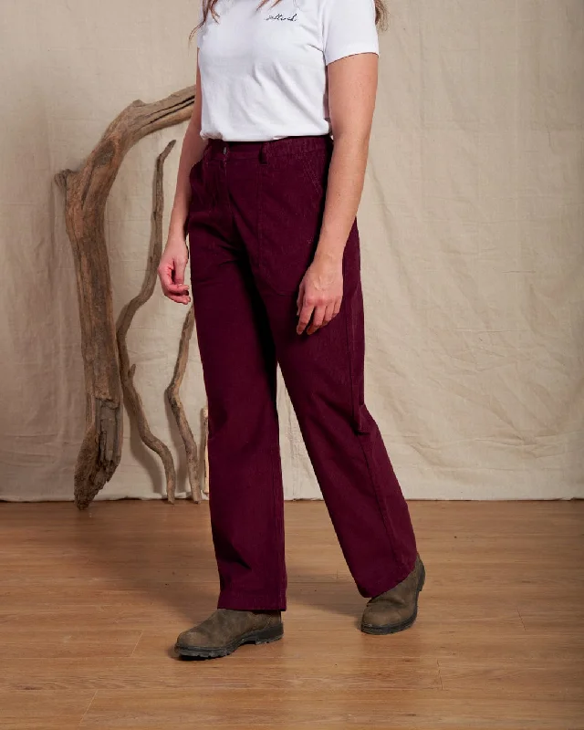 Ogden Cord - Womens Straight Leg Cord Trousers - Burgundy