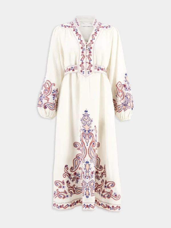 Devi Embroidered Midi Dress