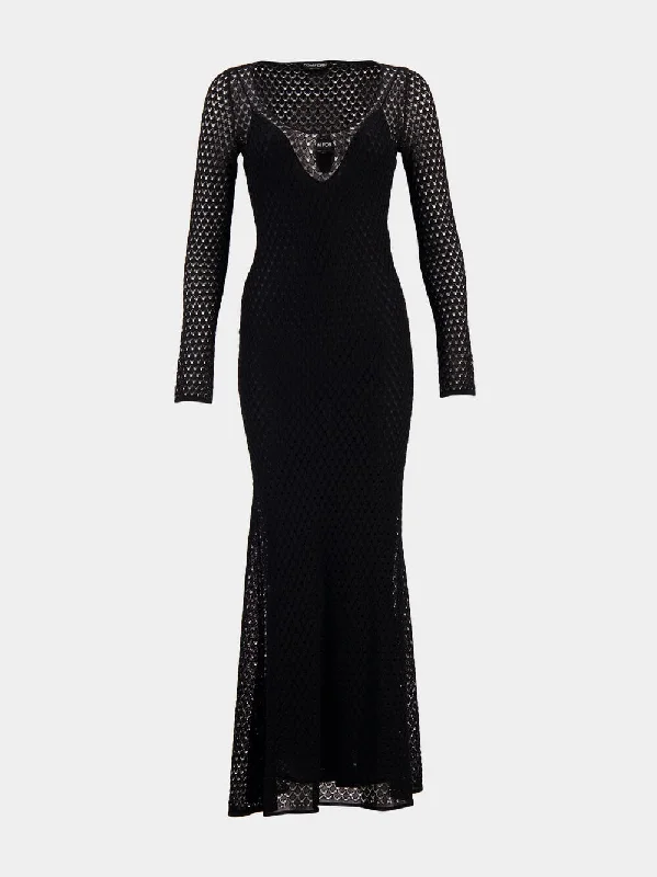 Openwork Lurex Maxi Dress