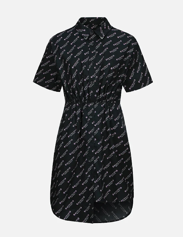 Monogram Logo Print Asymmetric Dress