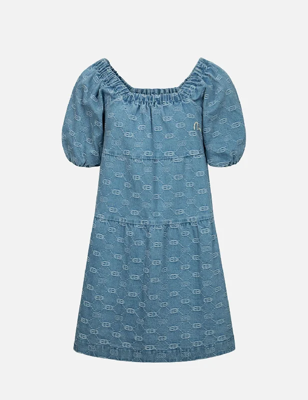 Allover Logo Jacquard Fashion Fit Denim Dress