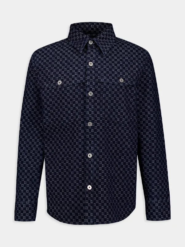 Monogram-Jacquard Denim Shirt