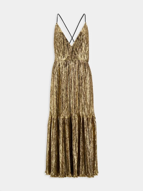 Astro Gilded Pleated Midi Dress