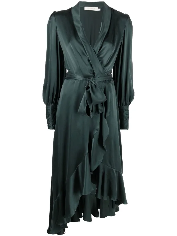 Silk midi wrap dress